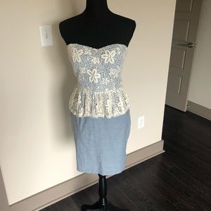Francesca’s peplum lace sweetheart dress large